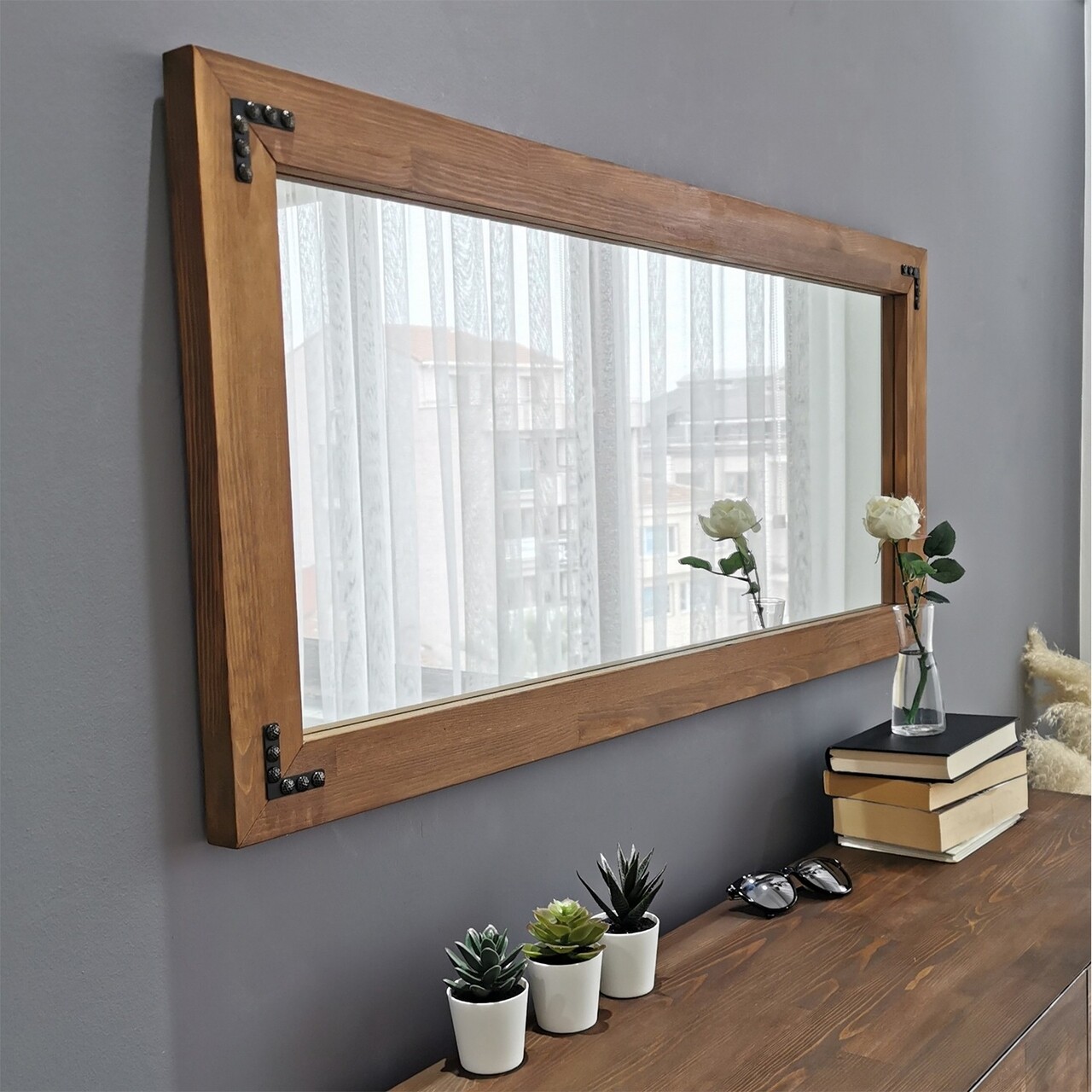 Oglinda decorativa A405, Neostill, 50 x 110 cm, walnut - imagine 7